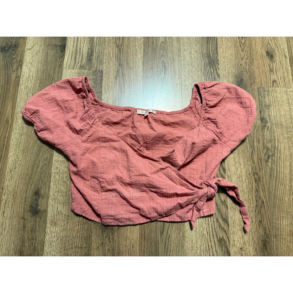 Lottie Moss Shirts Women Size S Pink Blouse Short Sleeve Puff Side Tie